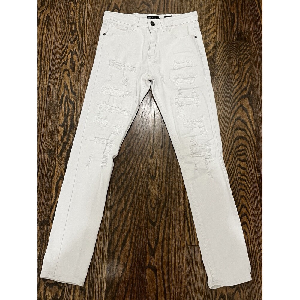 Waimea White Distressed Men's 30x32 Denim Skinny Fit Stretch Jeans Rare Colorway